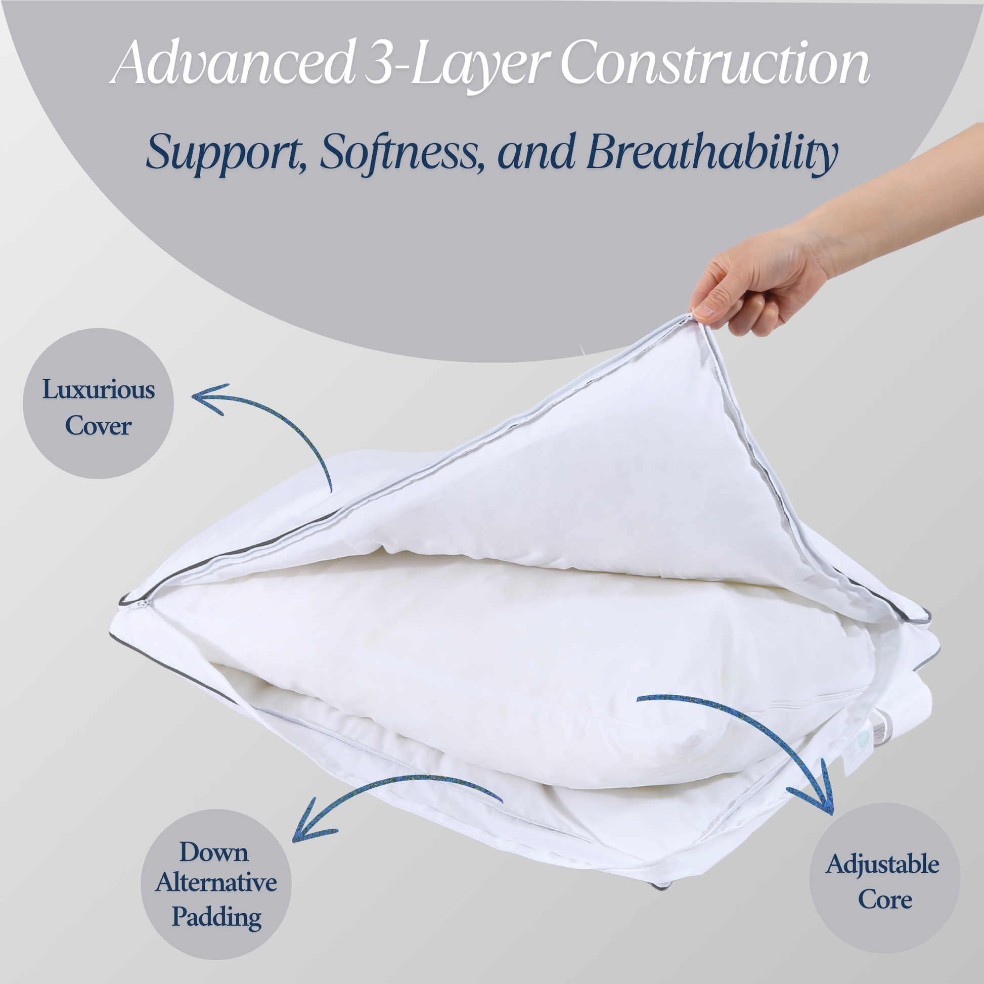 Cushyz Bamboo Charcoal adjustable memory foam pillow layers with organic cotton cover, down-alternative padding, and bamboo charcoal memory foam core