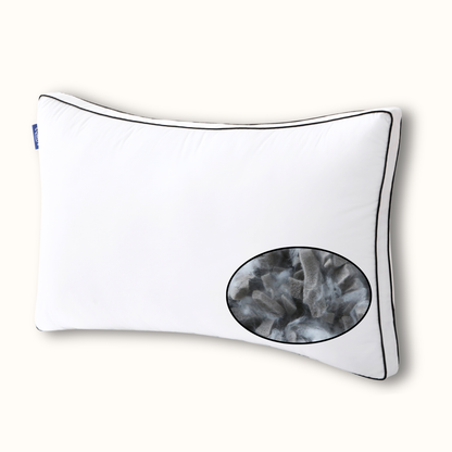 Cushyz Adjustable Bamboo Charcoal Memory Foam Pillow — Gusseted edges, 400TC organic cotton cover with down-alternative padding