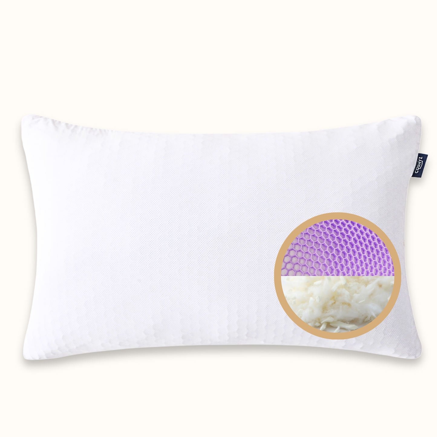 Cushyz Adjustable Organic Talalay Latex Pillow. Pillow 28x16 inches. 3D honeycomb cooling cover. 