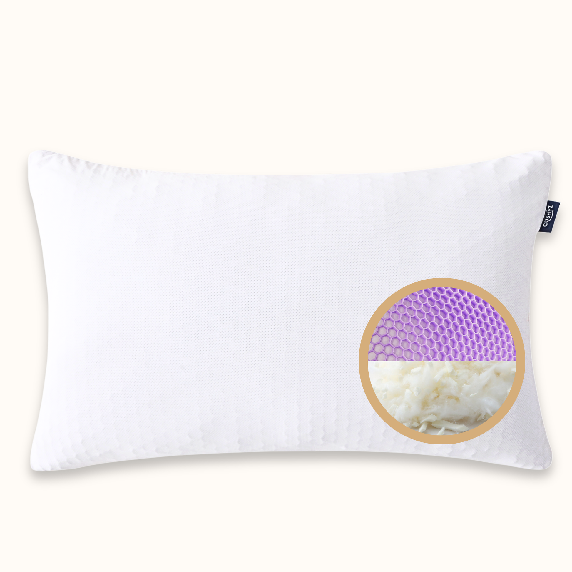 Cushyz Adjustable Organic Talalay Latex Pillow. Pillow 28x16 inches. 3D honeycomb cooling cover. 