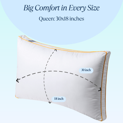 Cushyz premium adjustable memory foam pillow size standard 30x18 inches with 2-inch gusset