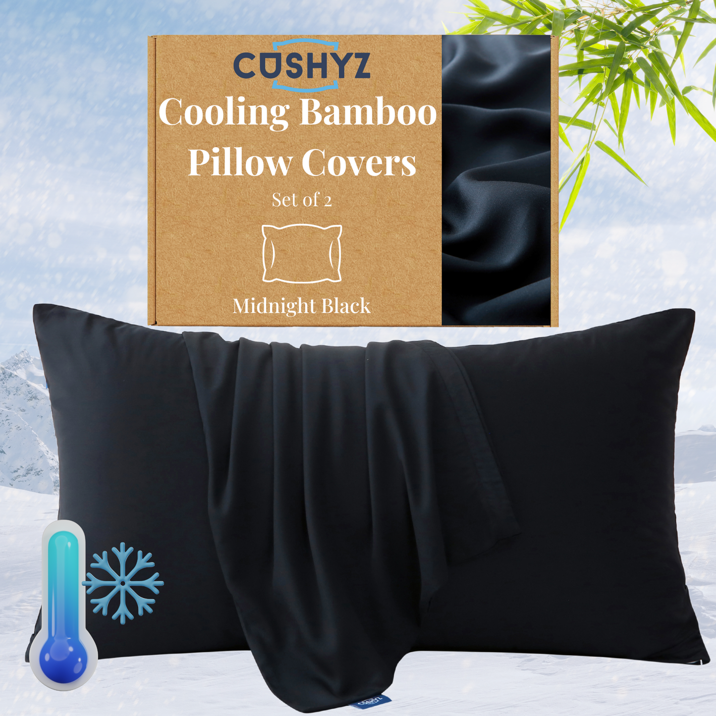 Bamboo Pillow Covers - Midnight Black