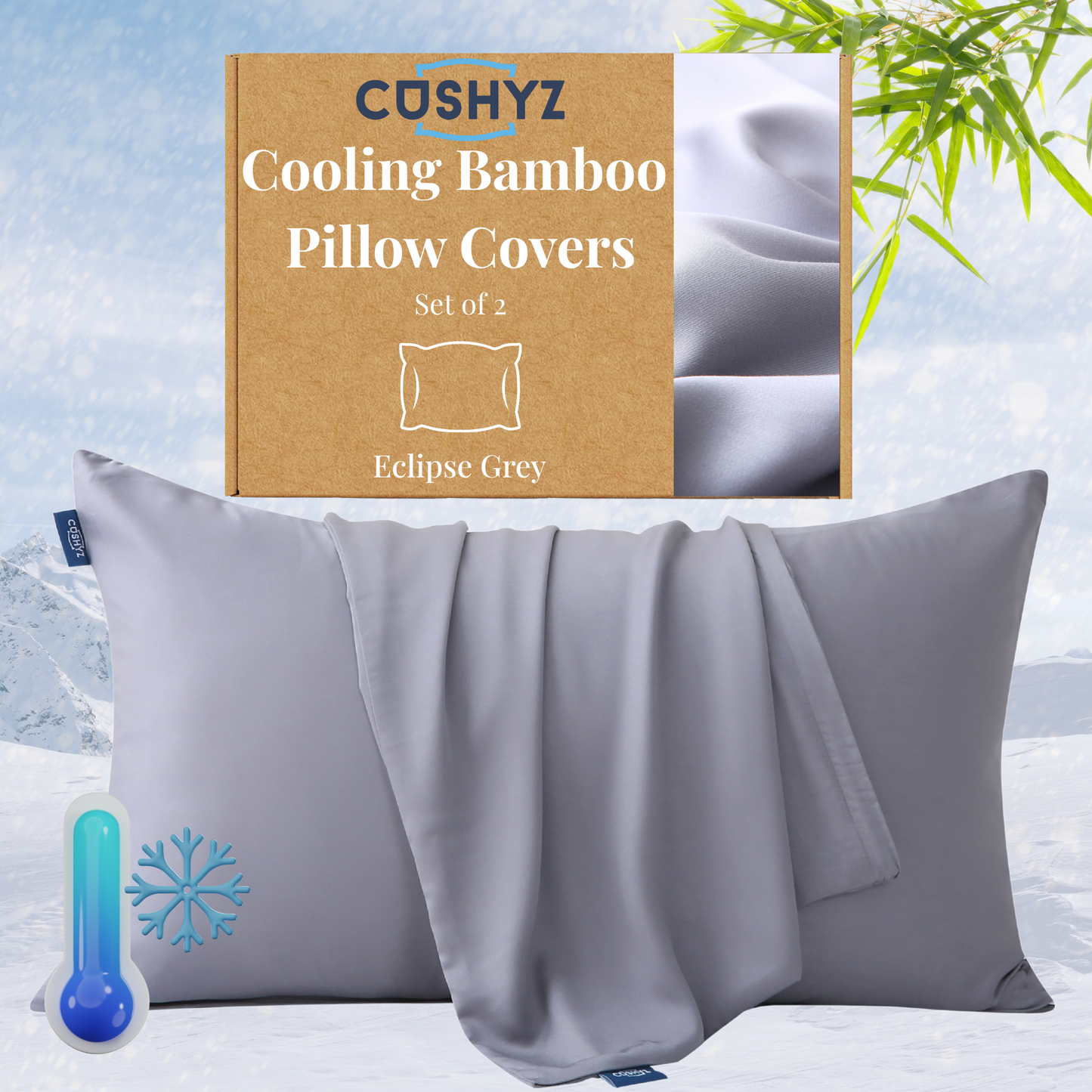 Bamboo Pillow Covers - Eclipse Grey
